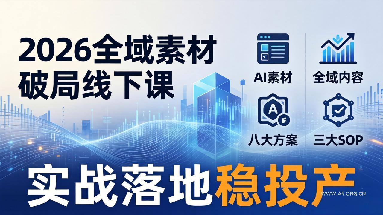 2026全域素材破局线下课：AI素材+全域内容+八大方案+三大SOP，实战落地稳投产-小红泡