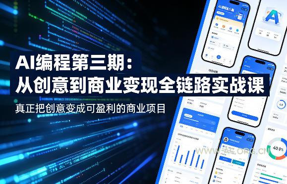 AI编程第三期，从创意到商业变现的全链路实战课，真正把创意变成可盈利的商业项目-小红泡