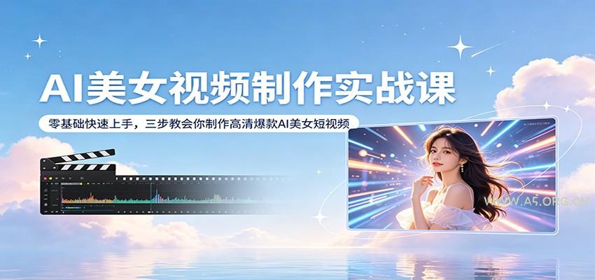 AI美女视频制作实战课：零基础快速上手，三步教会你制作高清爆款AI美女短视频-小红泡