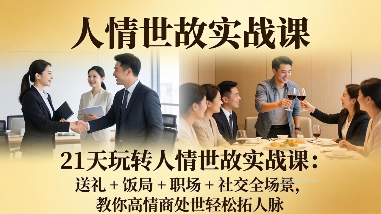 21 天玩转人情世故实战课：送礼 + 饭局 + 职场 + 社交全场景，教你高情商处世轻松拓人脉-小红泡