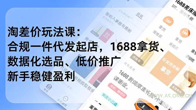 淘差价玩法课：合规一件代发起店，1688拿货、数据化选品、低价推广，新手稳健盈利(更新4月-小红泡