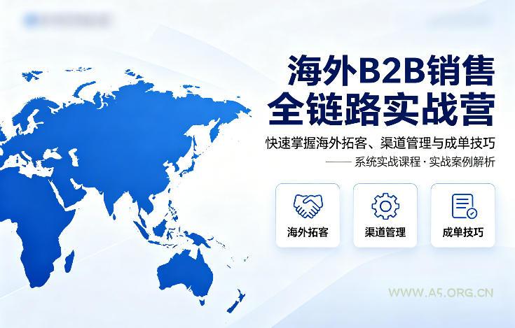 海外B2B销售全链路实战营,快速掌握海外拓客、渠道管理与成单技巧-小红泡