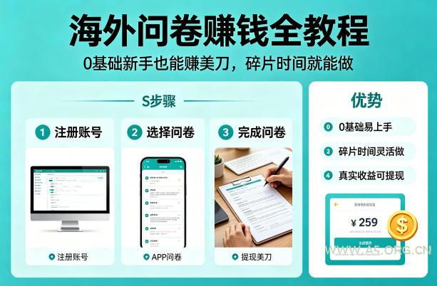海外问卷賺钱全教程，0基础新手也能賺美刀，碎片时间就能做-小红泡