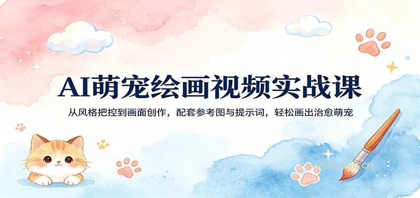 AI萌宠绘画视频实战课:从风格把控到画面创作,配套参考图与提示词,轻松画出治愈萌宠-小红泡