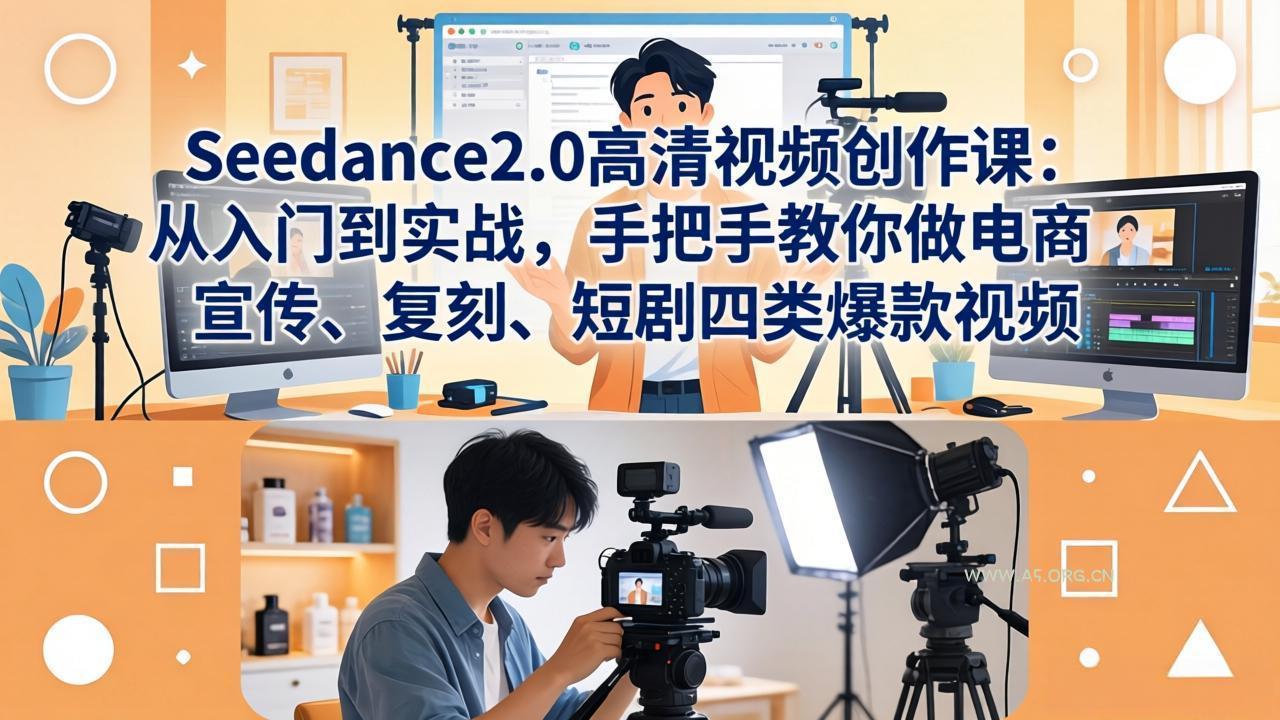 Seedance2.0高清视频创作课:从入门到实战,手把手教你做电商、宣传、复刻、短剧四类爆款视频-小红泡
