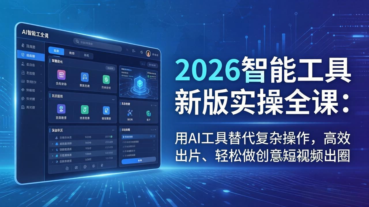 2026智能工具新版实操全课:用AI工具替代复杂操作,高效出片、轻松做创意短视频出圈-小红泡