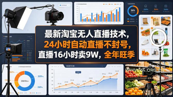 最新淘宝无人直播技术,24小时自动直播不封号,直播16小时卖9W,全年旺季【揭秘】-小红泡