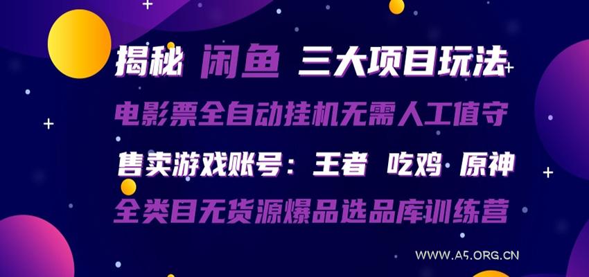 闲鱼三种玩法 全自动电影票 售卖游戏账号 爆品选品库训练营-小红泡