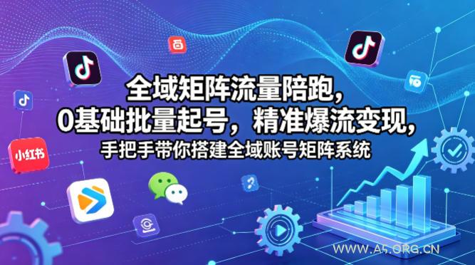 全域矩阵流量陪跑,0基础批量起号,精准爆流变现,手把手带你搭建全域账号矩阵系统-小红泡