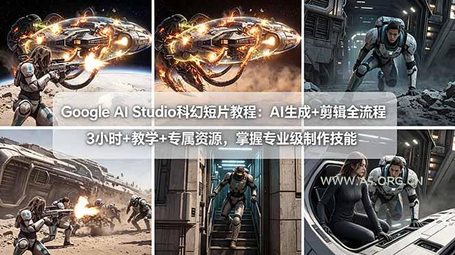 Google AI Studio科幻短片教程：AI生成+剪辑全流程，3小时+教学+专属资源，掌握专业级制作技能-小红泡