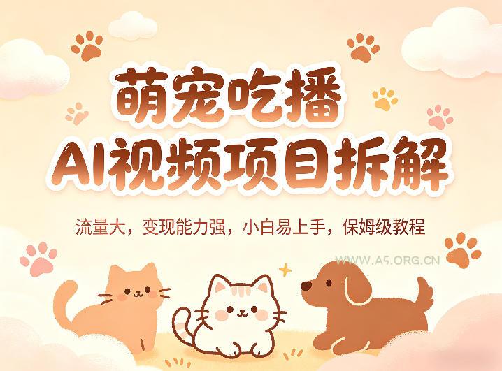 萌宠吃播AI视频项目拆解，流量大，变现能力强，小白易上手，保姆级教程-小红泡