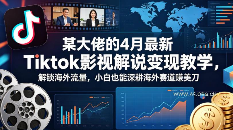 某大佬的4月最新Tiktok影视解说变现教学，解锁海外流量，小白也能深耕海外赛道賺美刀-小红泡