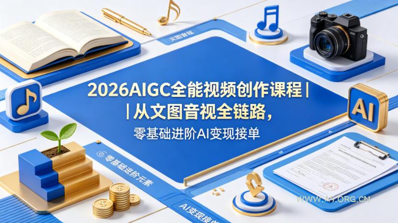 2026AIGC全能视频创作课程｜从文图音视全链路，零基础进阶AI变现接单-小红泡