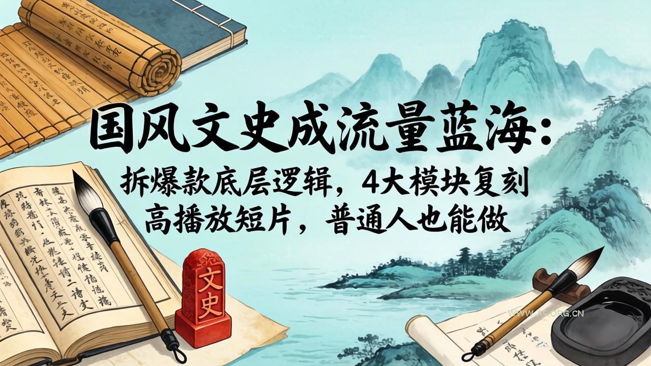 国风文史成流量蓝海:拆爆款底层逻辑,4大模块复刻高播放短片,普通人也能做-小红泡