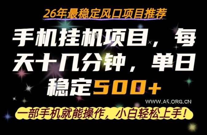 一部手机就可以操作，每天十几分钟，轻松日入500+，26年最稳定风口项目【揭秘】-小红泡