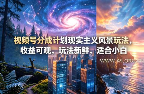 视频号分成计划现实主义风景玩法，收益可观，玩法新鲜，适合小白-小红泡