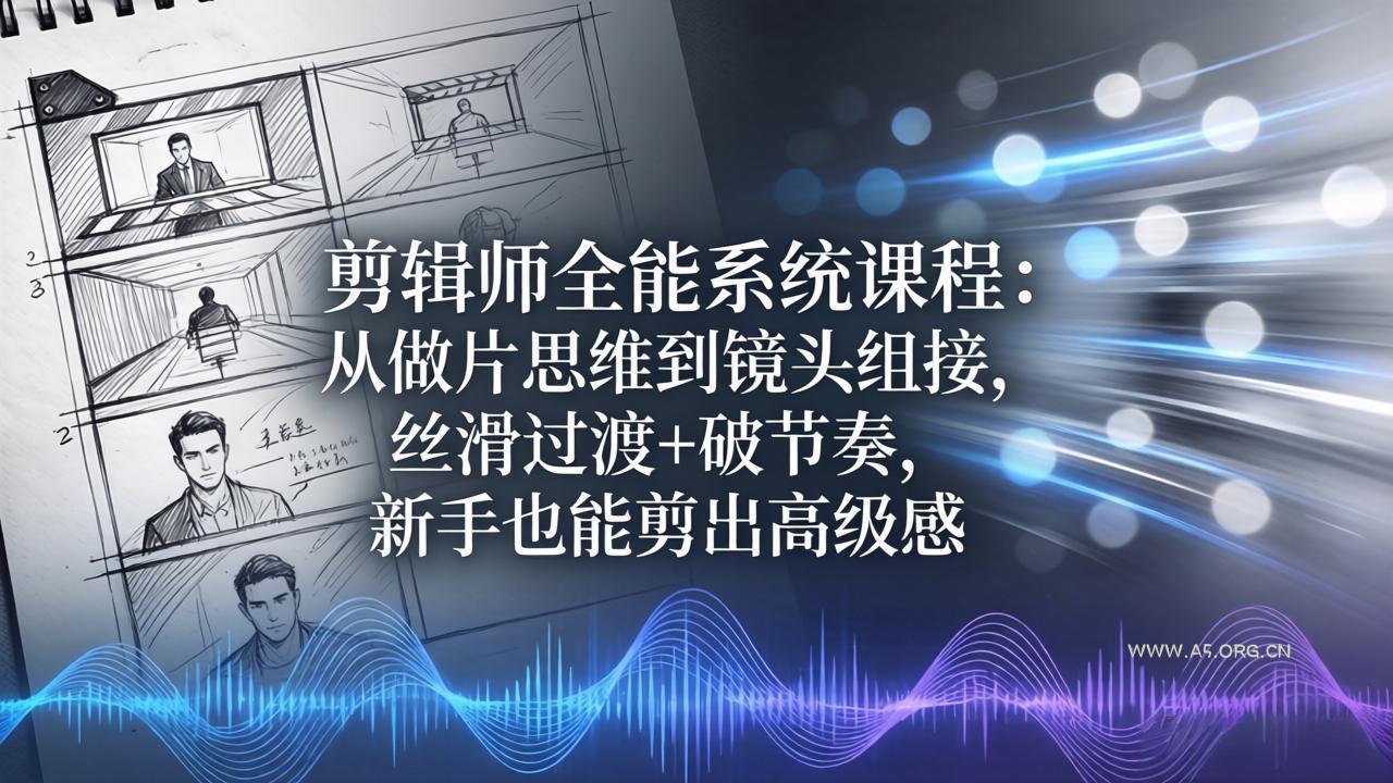 剪辑师全能系统课程：从做片思维到镜头组接，丝滑过渡+破节奏，新手也能剪出高级感-小红泡