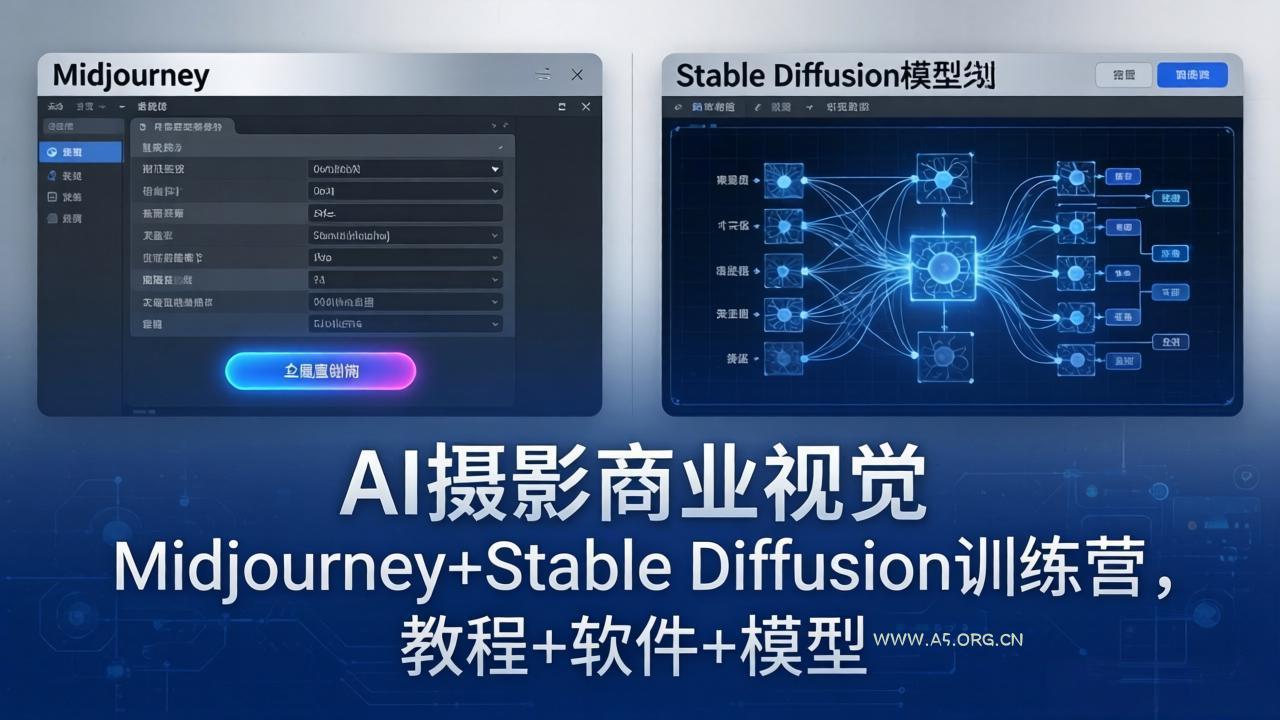 AI摄影商业视觉Midjourney+Stable Diffusion训练营,教程+软件+模型-小红泡
