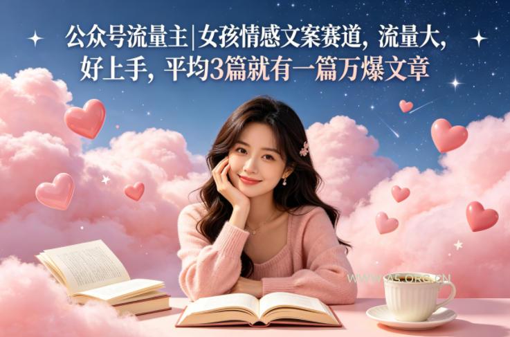 公众号流量主女孩情感文案赛道，流量大，好上手，平均3篇就有一篇万爆文章-小红泡
