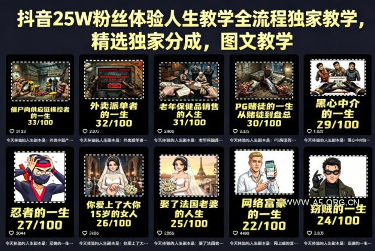 抖音25W粉丝体验人生教学全流程独家教学，精选独家分成，图文教学-小红泡