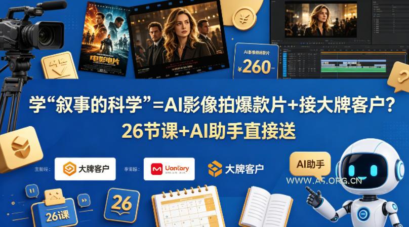 学《叙事的科学》=AI影像拍爆款片+接大牌客户?26节课+AI助手直接送【原创双语字幕】-小红泡
