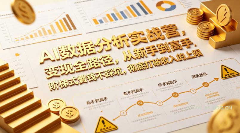 AI数据分析实战营，变现全路径，从新手到高手，阶梯式賺钱不踩坑，彻底打破收入的上限-小红泡