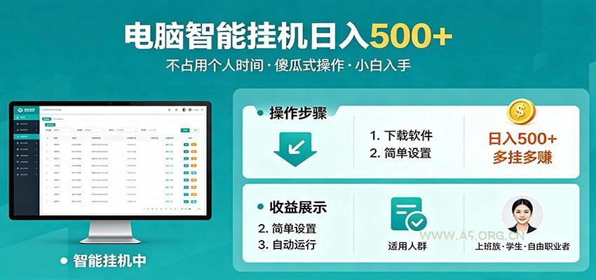 全自动电脑挂机，支持多挂多赚，上班族学生党都能做，小白也能日入500+副业-小红泡
