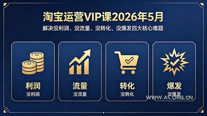 淘宝运营VIP课2026年5月：解决没利润、没流量、没转化、没爆发四大核心难题-小红泡