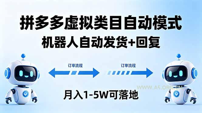 多多虚拟类目自动模式，机器人自动发货 + 回复，月入 1-5W 可落地-小红泡