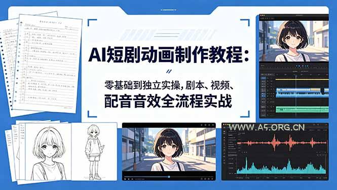 AI短剧动画制作教程：零基础到独立实操，剧本、视频、配音音效全流程实战-小红泡