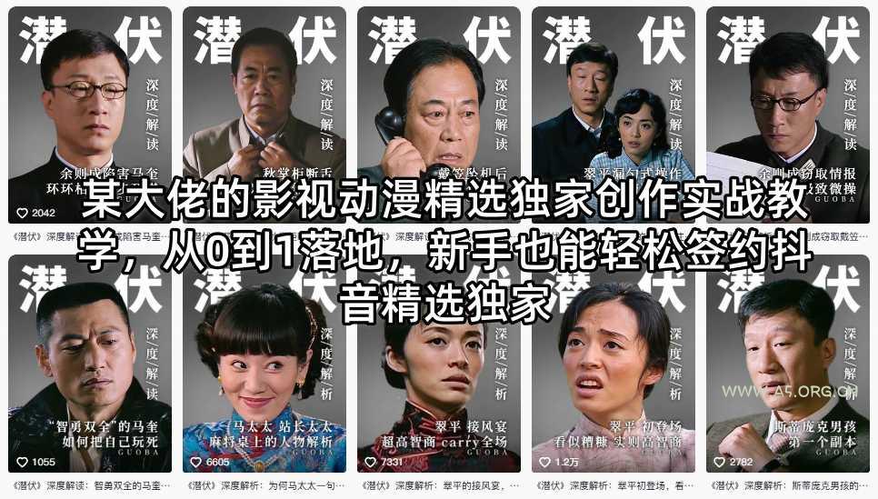 某大佬的影视动漫精选独家创作实战教学，从0到1落地，新手也能轻松签约抖音精选独家-小红泡