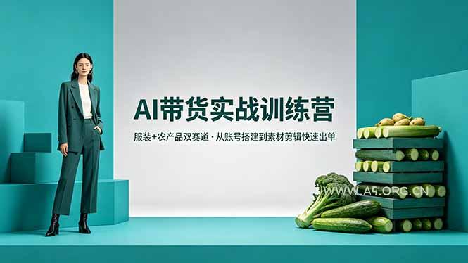 AI带货实战训练营,服装+农产品双赛道,从账号搭建到素材剪辑快速出单-小红泡