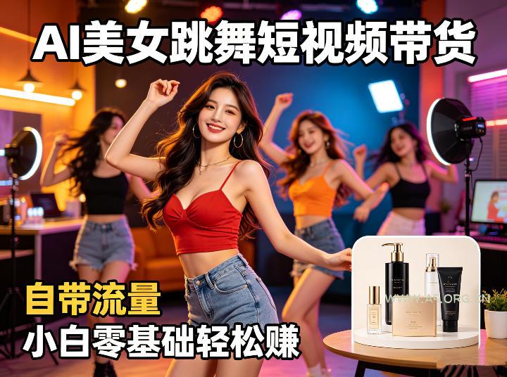 AI美女跳舞短视频带货：自带流量，小白零基础轻松賺，详细拆解-小红泡