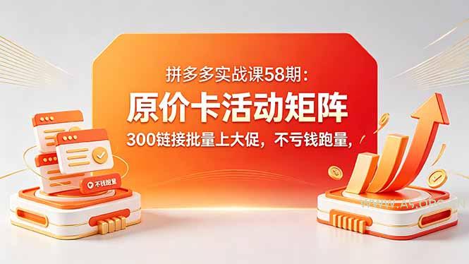 拼多多实战课58期：原价卡活动矩阵，300链接批量上大促，不亏钱跑量-小红泡