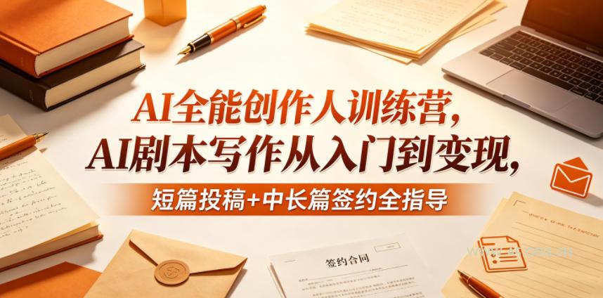 AI全能创作人训练营，AI剧本写作从入门到变现，短篇投稿+中长篇签约全指导-小红泡