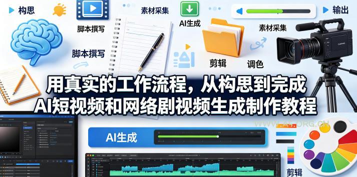 用真实的工作流程，从构思到完成AI短视频和网络剧视频生成制作教程-中英字幕-小红泡
