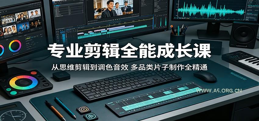 专业剪辑全能成长课：从思维剪辑到调色音效，多品类片子制作全精通-小红泡