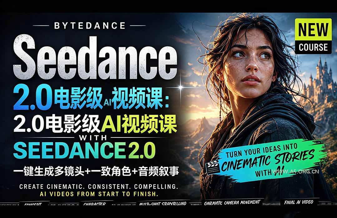Seedance 2.0电影级AI视频课:一键生成多镜头+一致角色+音频叙事-小红泡