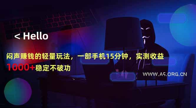 闷声赚钱的轻量玩法，一部手机15分钟，实测收益1000+稳定不破功-小红泡