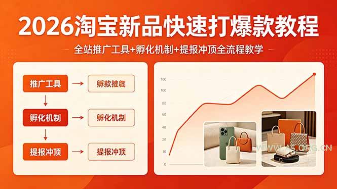 2026淘宝新品快速打爆款教程，全站推广工具+孵化机制+提报冲顶全流程教学-小红泡