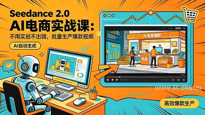 Seedance 2.0 AI电商实战课：不用实拍不出镜，批量生产爆款视频打爆GMV-小红泡
