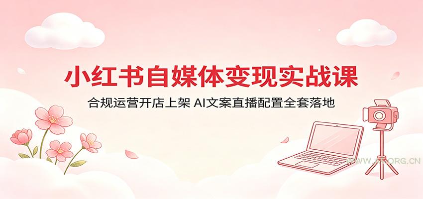 小红书自媒体变现实战课：合规运营开店上架，AI文案直播配置全套落地-小红泡