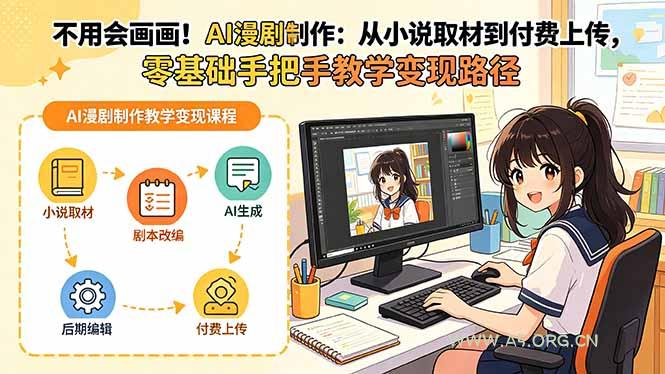 不用会画画！AI漫剧制作：从小说取材到付费上传，零基础手把手教学变现路径-小红泡