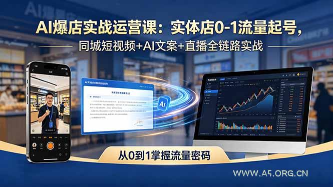 AI爆店实战运营课：实体店0-1流量起号，同城短视频+AI文案+直播全链路实战-小红泡