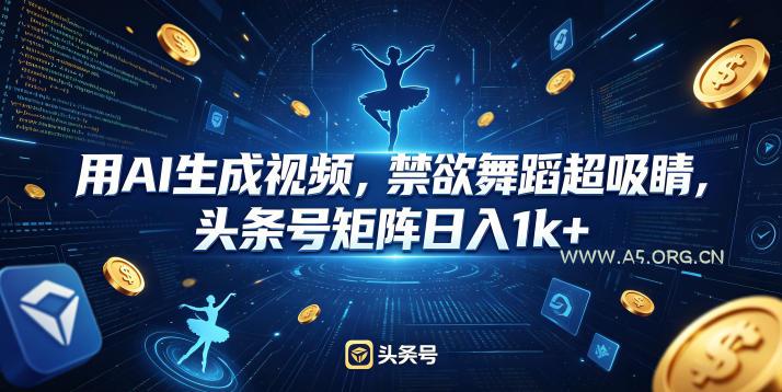 用AI生成视频，禁欲舞蹈超吸睛，头条号矩阵日入1k+-小红泡