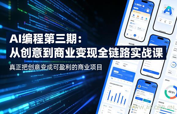AI编程第三期,从创意到商业变现的全链路实战课,真正把创意变成可盈利的商业项目(更新05月15日)-小红泡