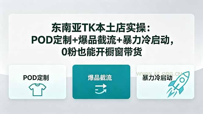 东南亚TK本土店实操-5月更新：POD定制+爆品截流+暴力冷启动，0粉也能开橱窗带货-小红泡