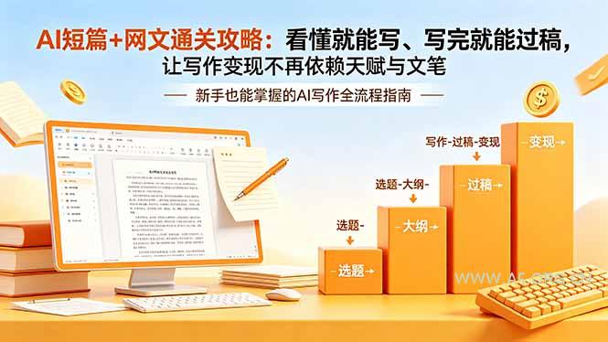 AI短篇+网文通关攻略-更新4月:看懂就能写、写完就能过稿,让写作变现不再依赖天赋与文笔-小红泡