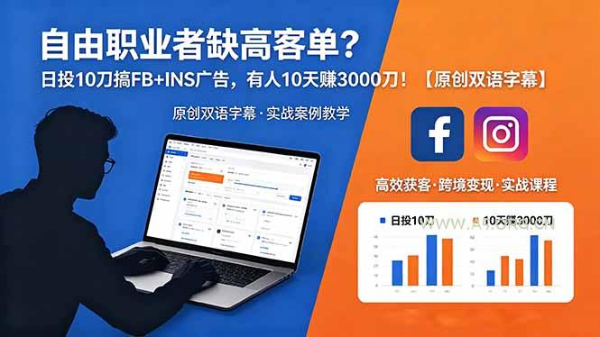 自由职业者缺高客单?日投 10 刀搞 FB+INS 广告,有人 10 天赚 3000 刀!【原创双语字幕】-小红泡