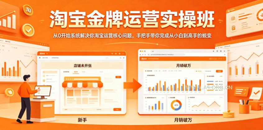 淘宝金牌运营实操班，从0开始系统解决你淘宝运营核心问题，手把手带你完成从小白到高手的蜕变-小红泡